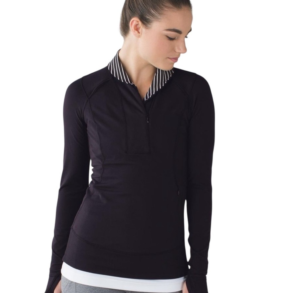 Lululemon Think Fast Half-Zip Hoodie with Parallel Stripe Lining, Size 2